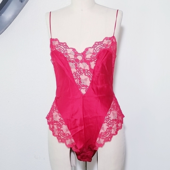 ADAGIO by Patricia Fieldwalker Vintage 80s Silk Lace Linegrie Teddy Bodysuit M - Picture 16 of 16